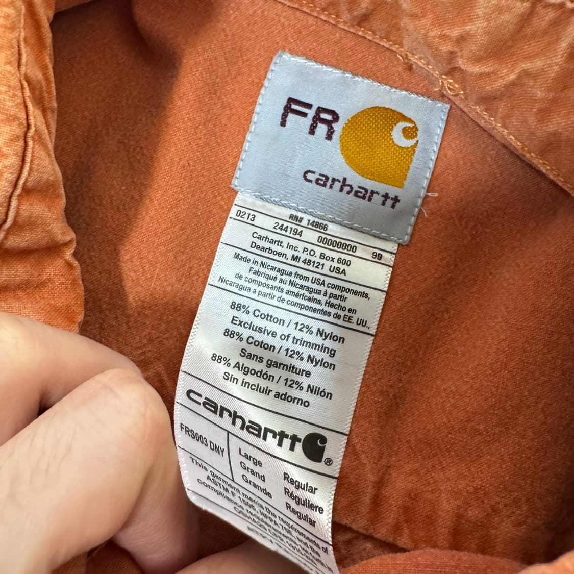 정품 칼하트 빈티지 오렌지 워크 셔츠 상품이미지3