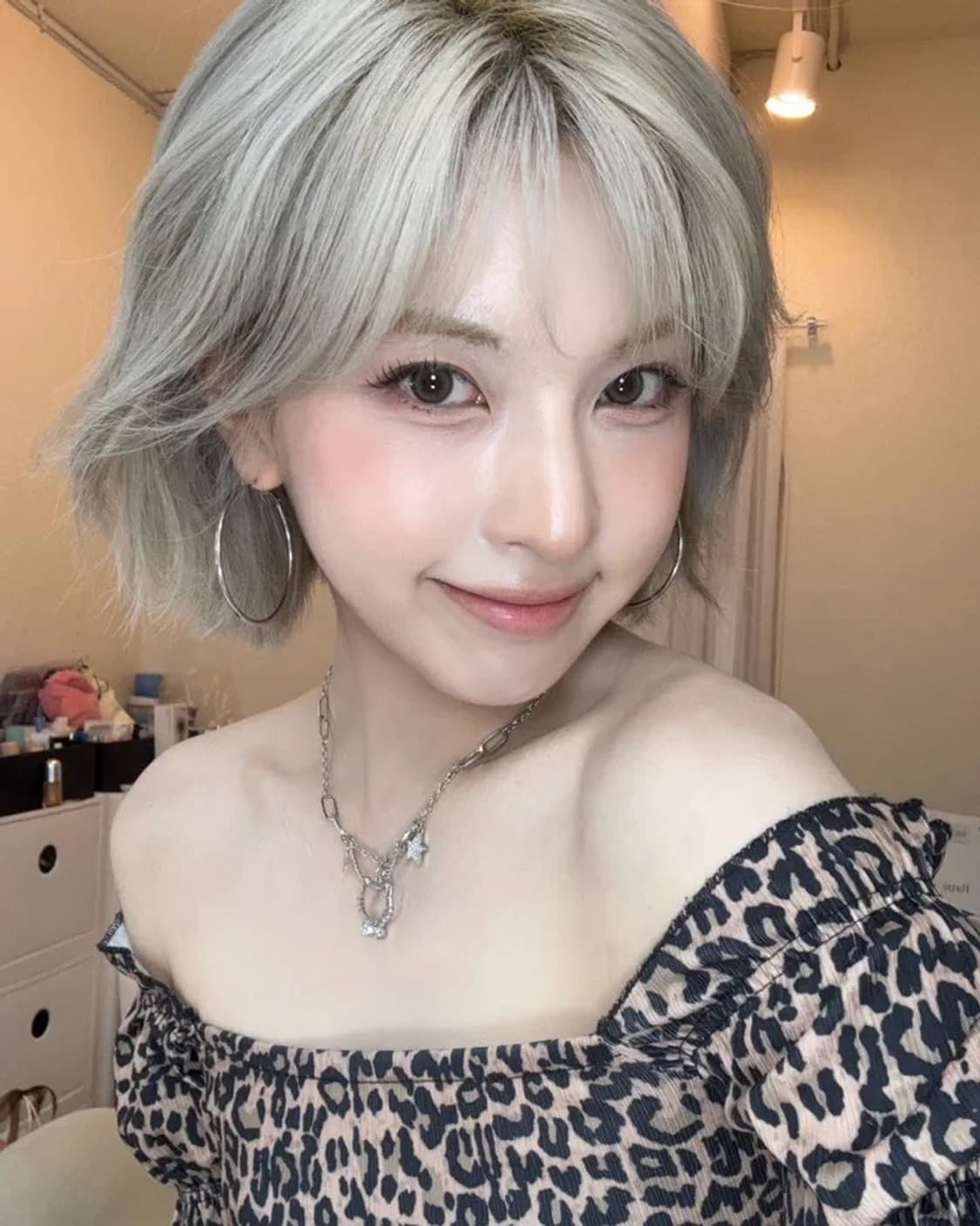 클라우드이모션 레오파드 셔링 탑 (엔믹스 배이 착용) 상품이미지5