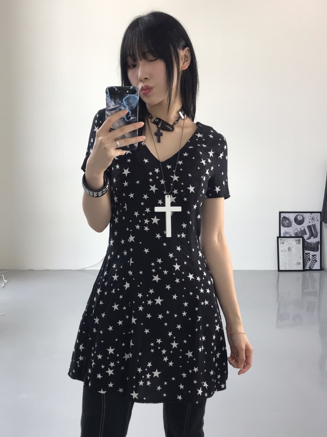 Jpn Rayon Stars Midi Onepiece 상품이미지2