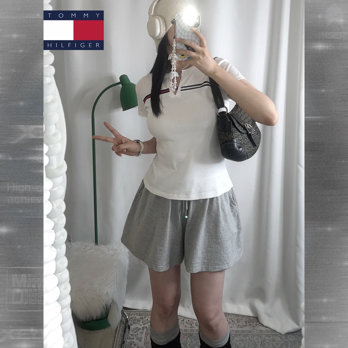 타미 화이트 브이넥 반팔 티셔츠 상품이미지3
