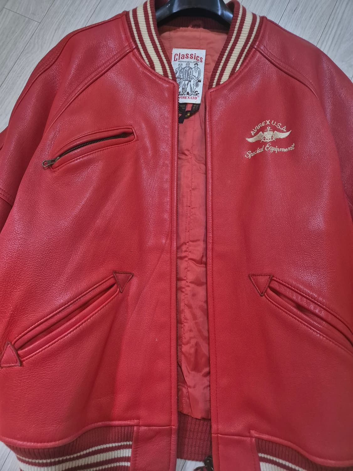 아비렉스 레더자켓 레드 L 상품이미지3