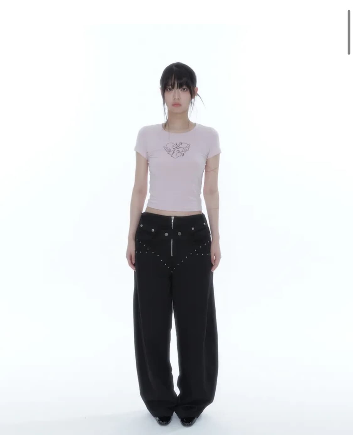 카시코 belt rivet oval pants black 상품이미지1