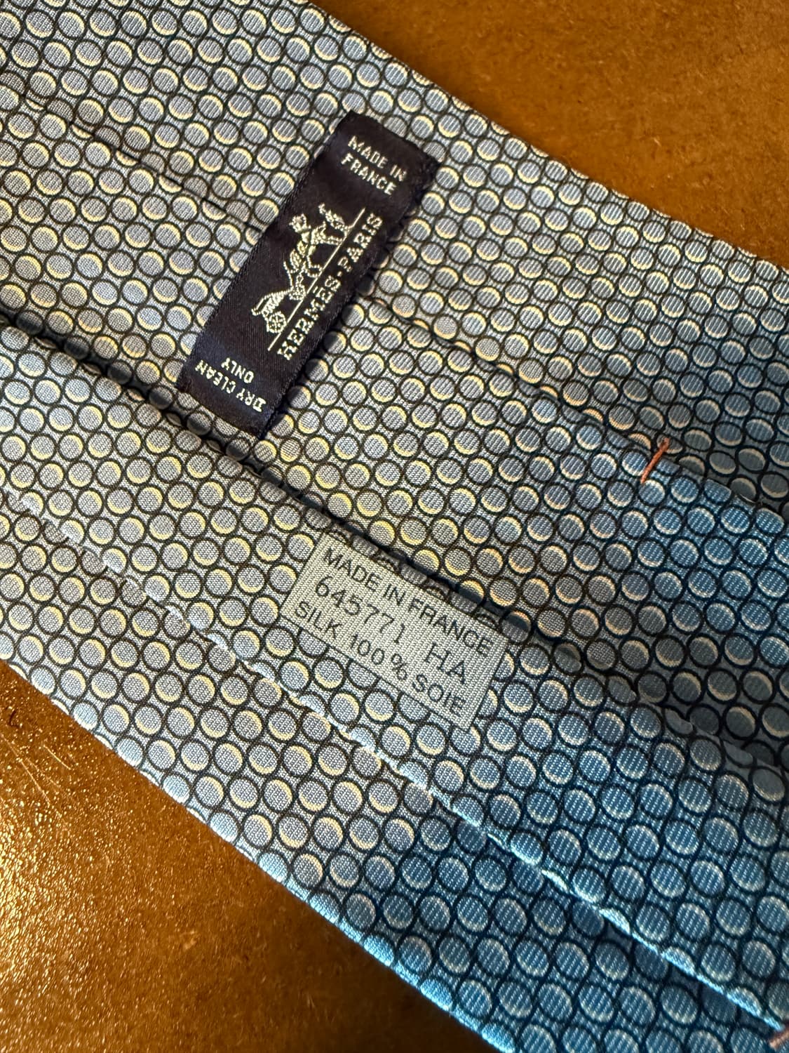 에르메스 HERMES 서클 패턴 실크 넥타이 블루 상품이미지5