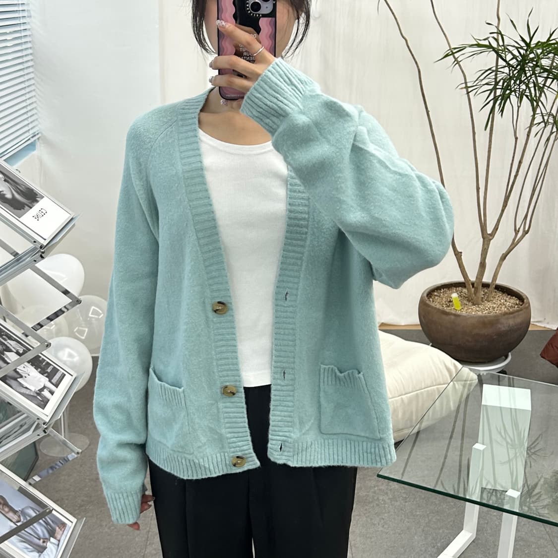 유니클로 민트색 가디건 상품이미지2