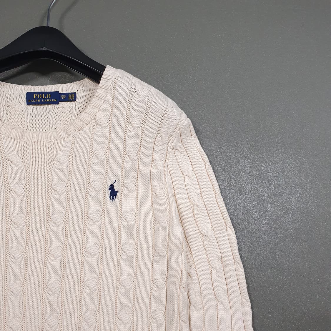 실측 여성 S) 폴로 랄프로렌 신형 케이블 니트 꽈배기 스웨터 크림 55 상품이미지3