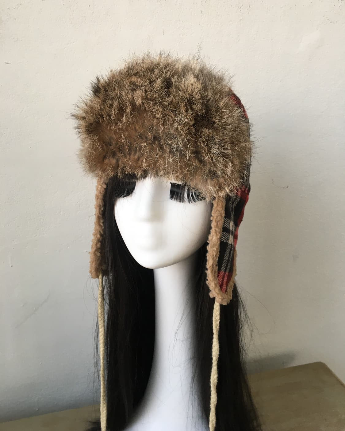  pom pom check pattern trooper hat 상품이미지3