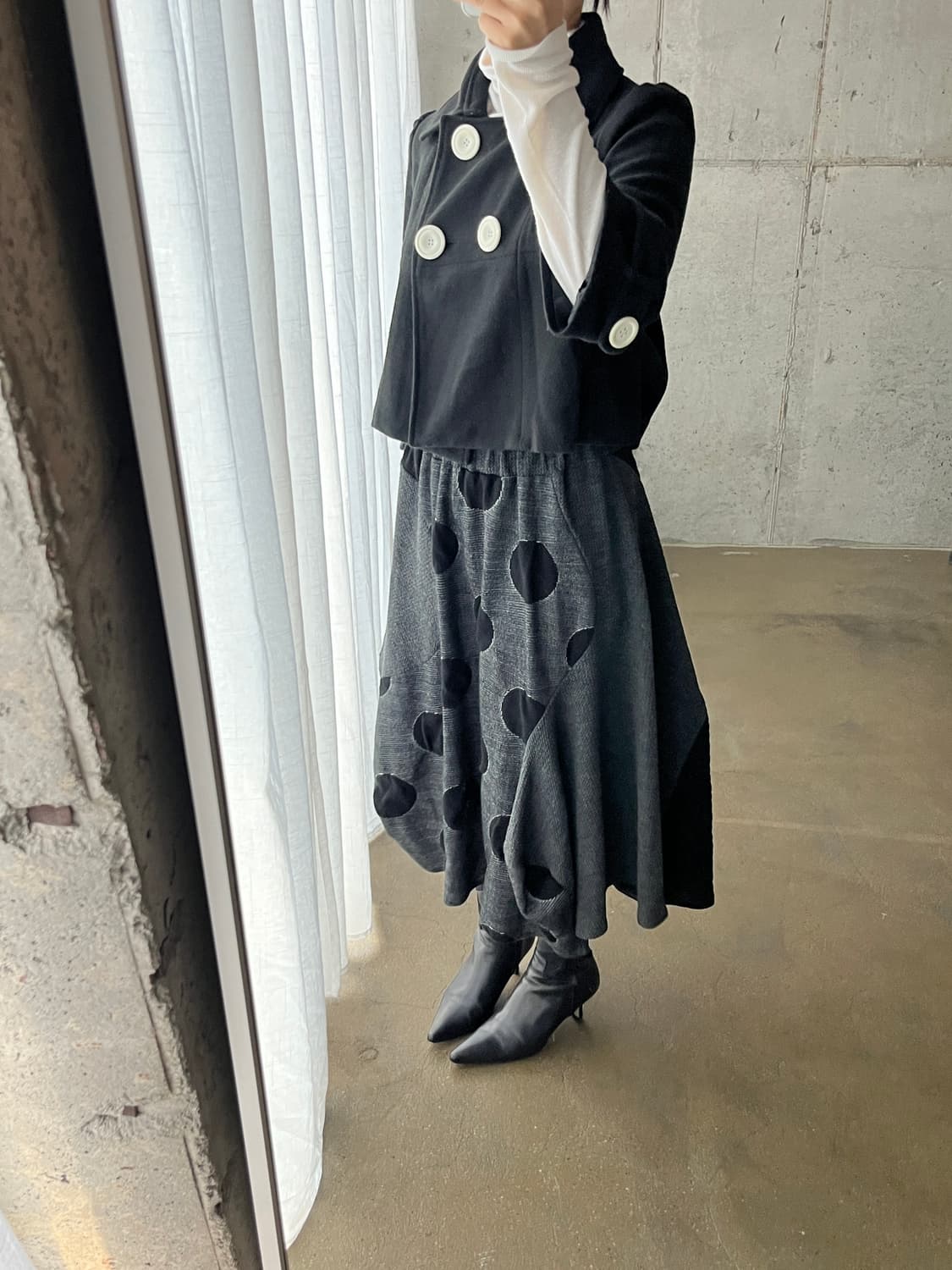 빅 도트 언발란스 스커트  상품이미지3