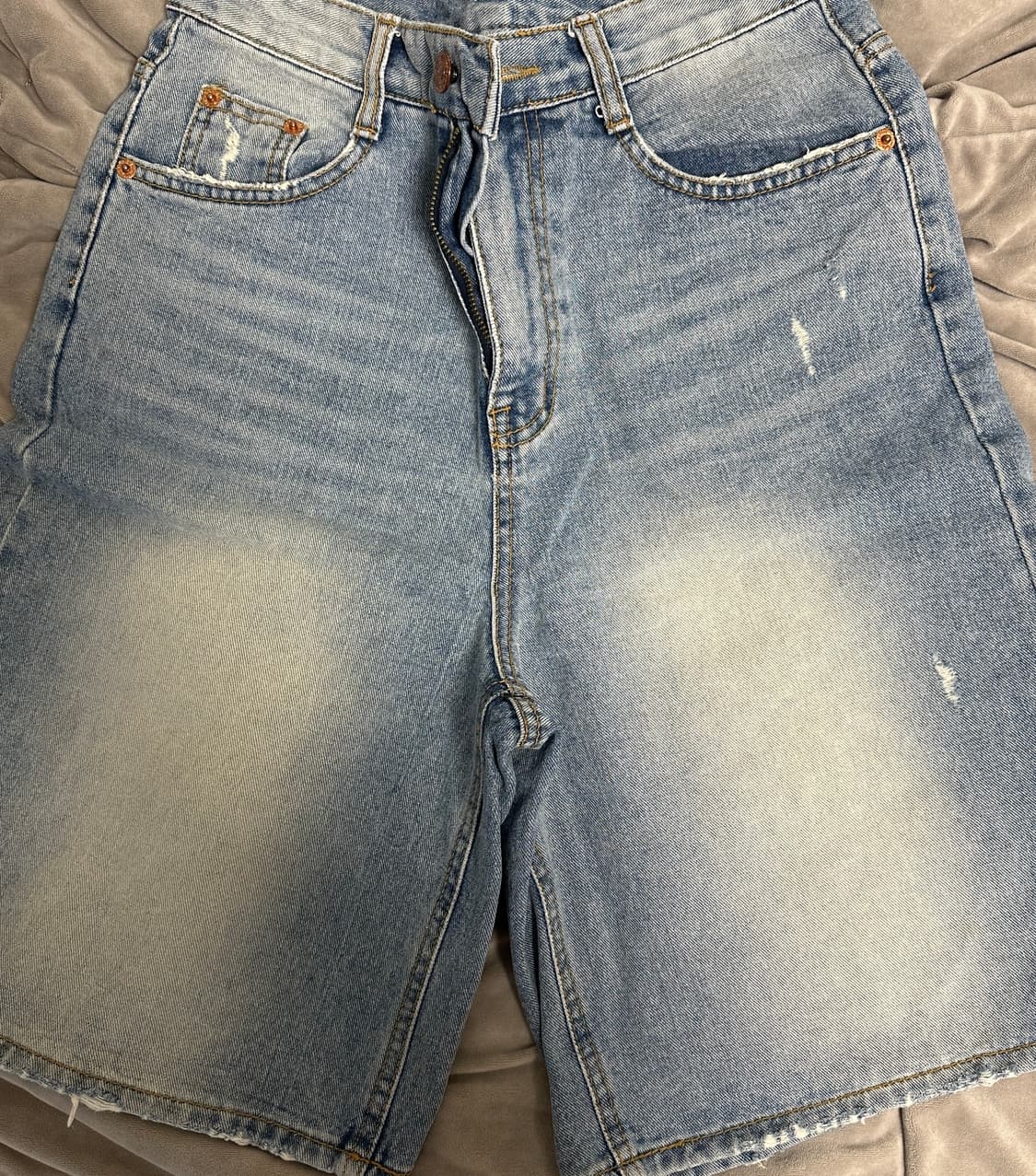 블랙업 5부 워싱 데님팬츠  상품이미지5