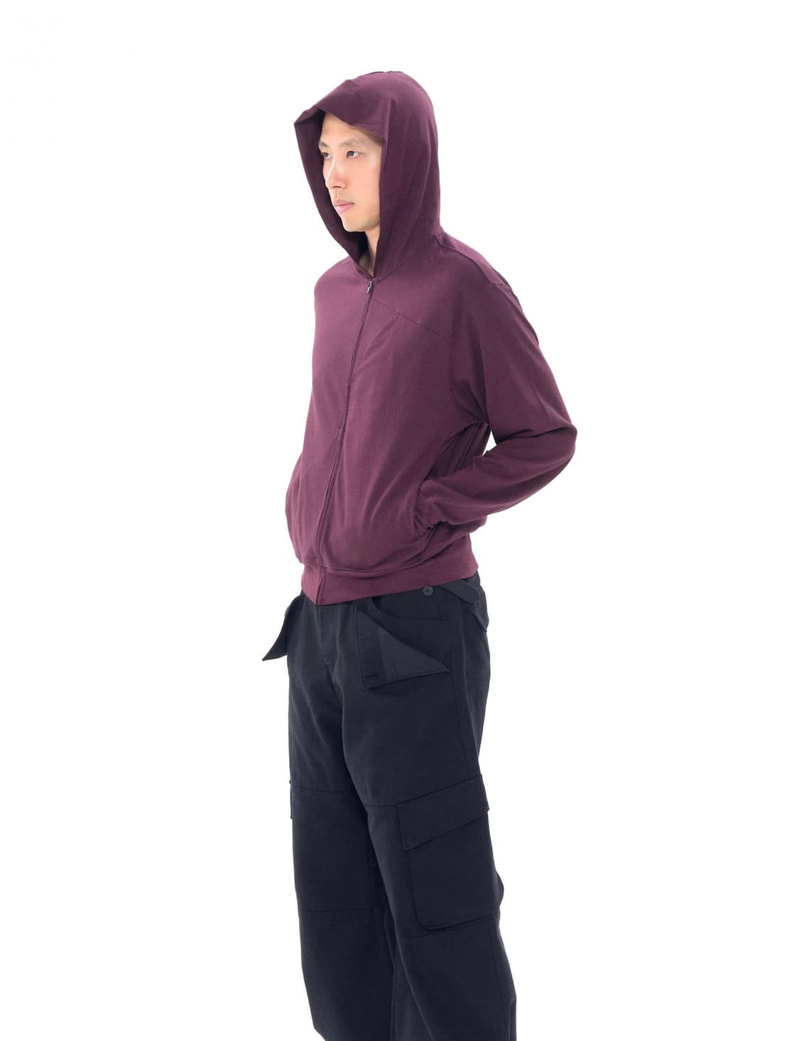 Layer Zip Hoodie Burgundy 상품이미지1
