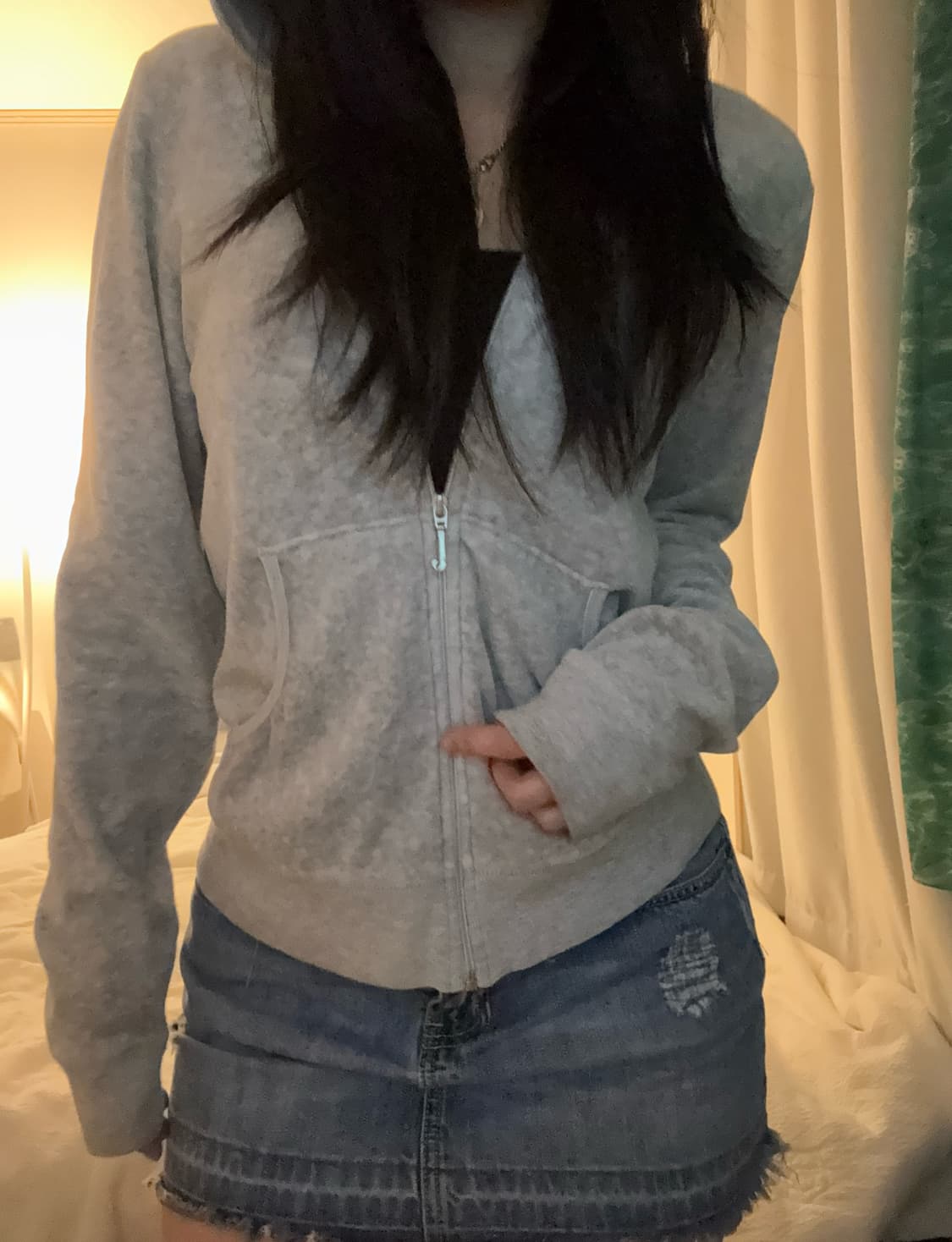 쥬시꾸뛰르 그레이 벨벳 후드집업 상품이미지5