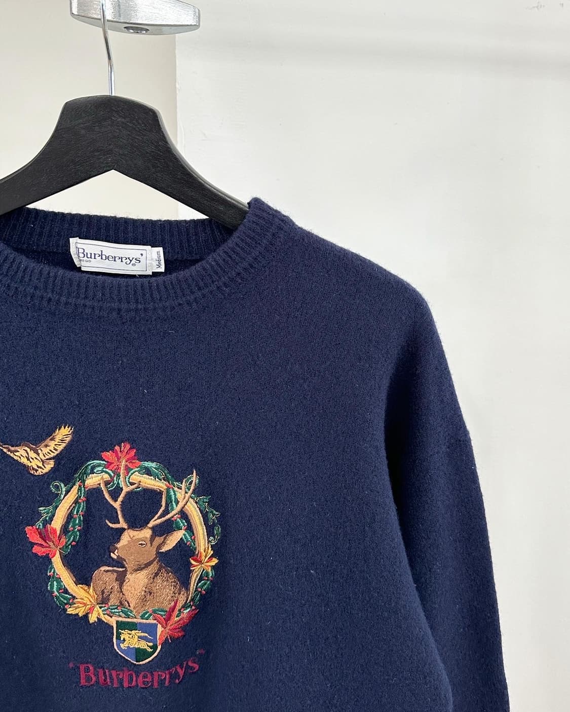 버버리 네이비 디어 자수 울 니트  상품이미지4