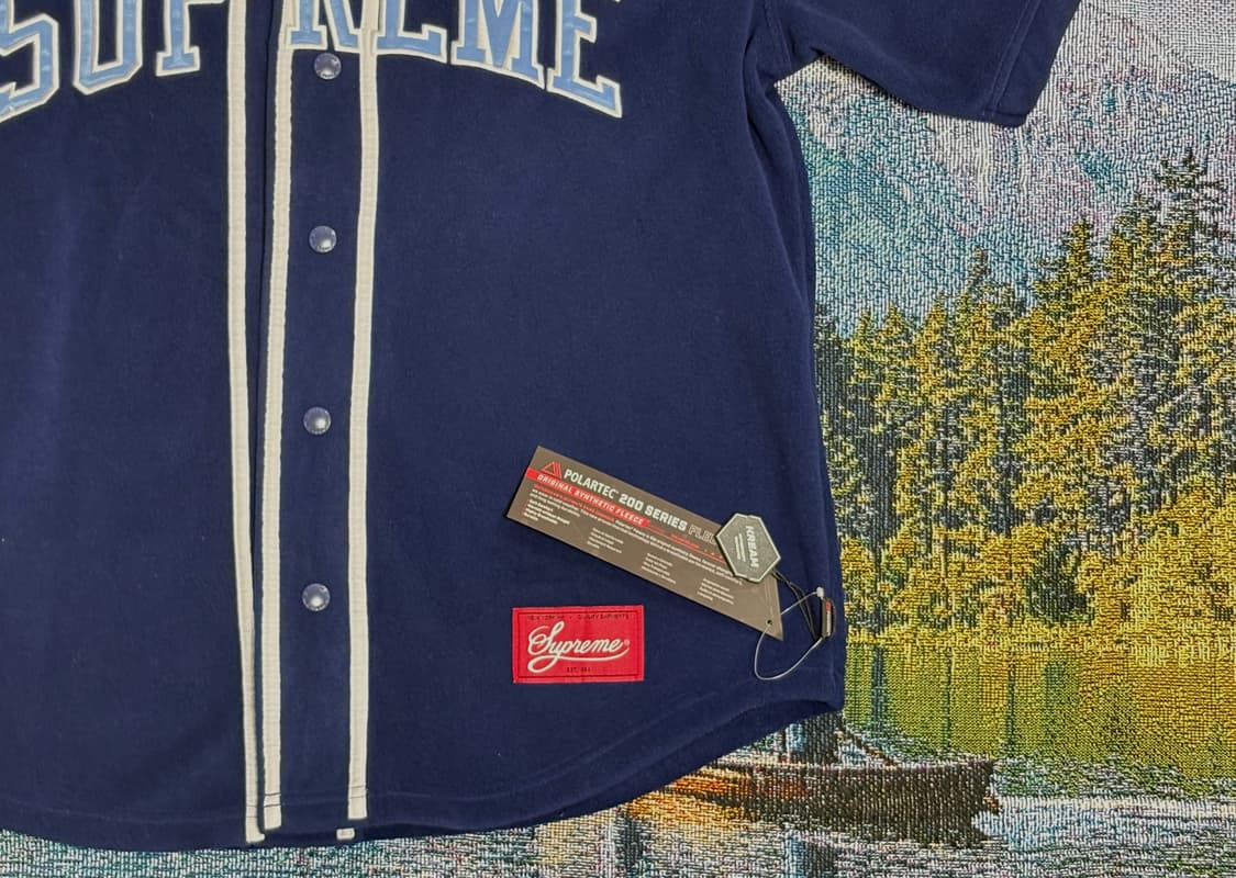 Supreme Polartec Baseball Jersey Navy 상품이미지2