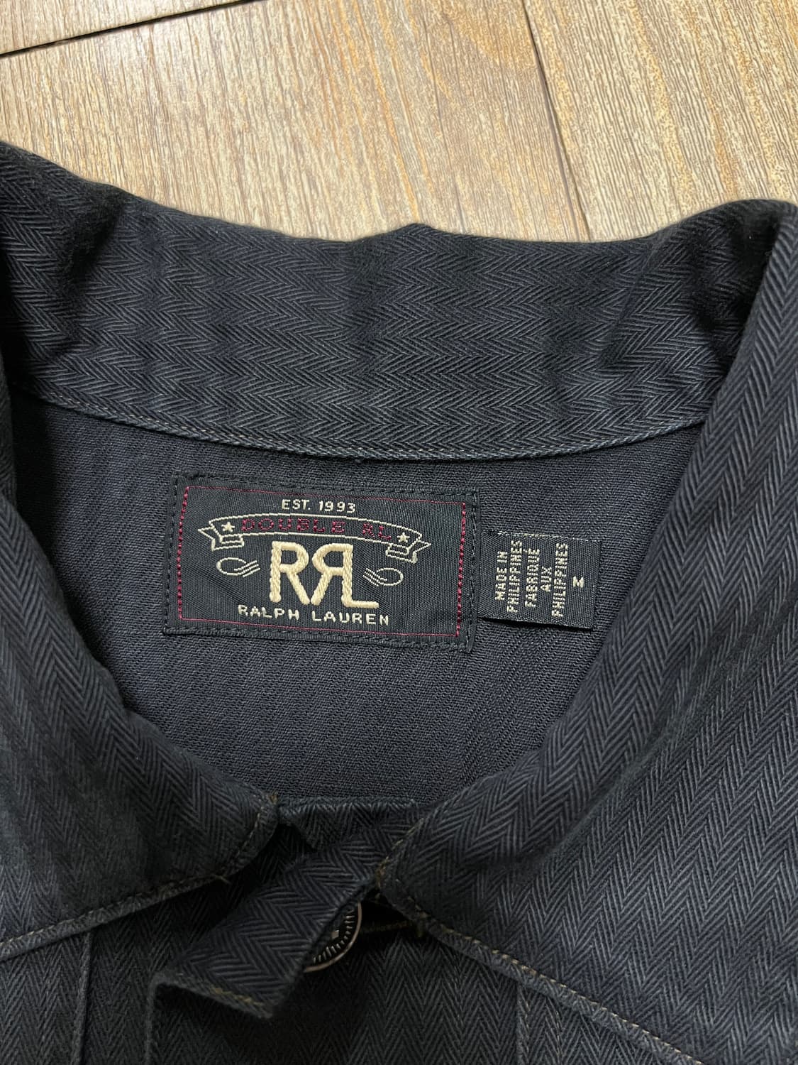 택포25) RRL 더블알엘 헤링본 트윌 셔츠 서플러스 블랙 M 상품이미지5