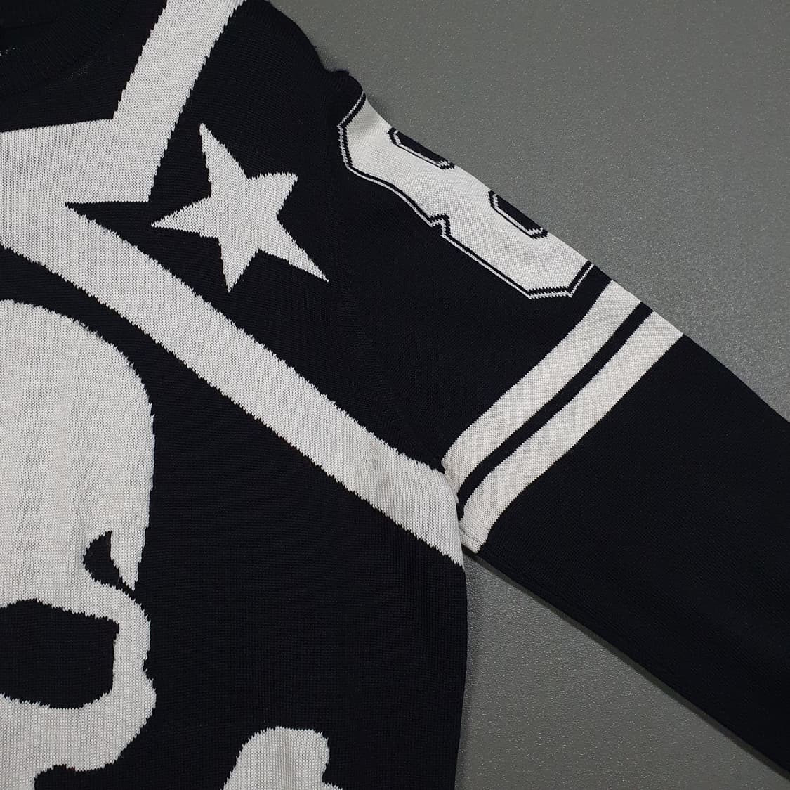 실측 L) 필립플레인 스컬 해골 배드보이 백로고 메리노울 모 니트 스웨터 상품이미지4