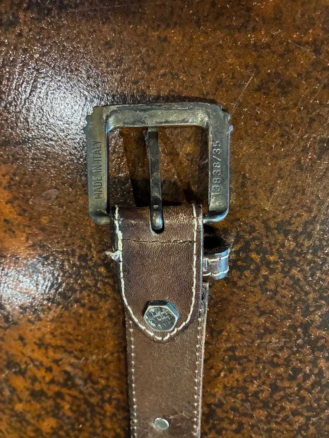 28-34) 웨스턴 버클 스터드 레더 벨트 브라운 상품이미지3