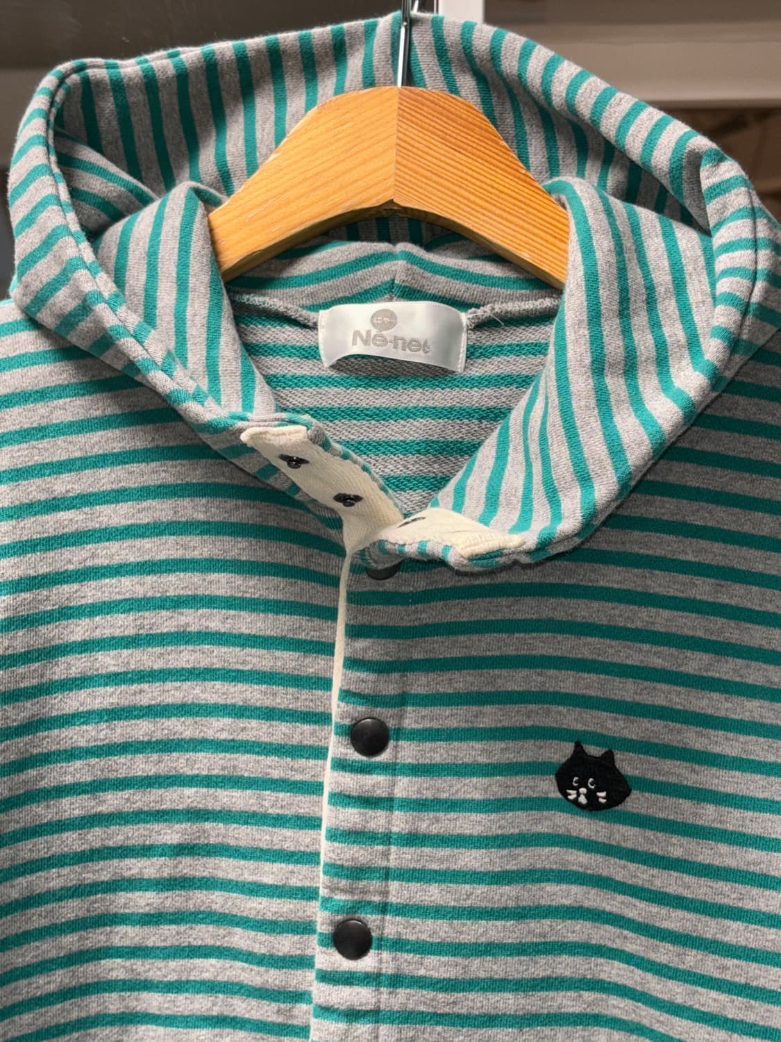 네넷 스트라이프 버튼업 후디 상품이미지5