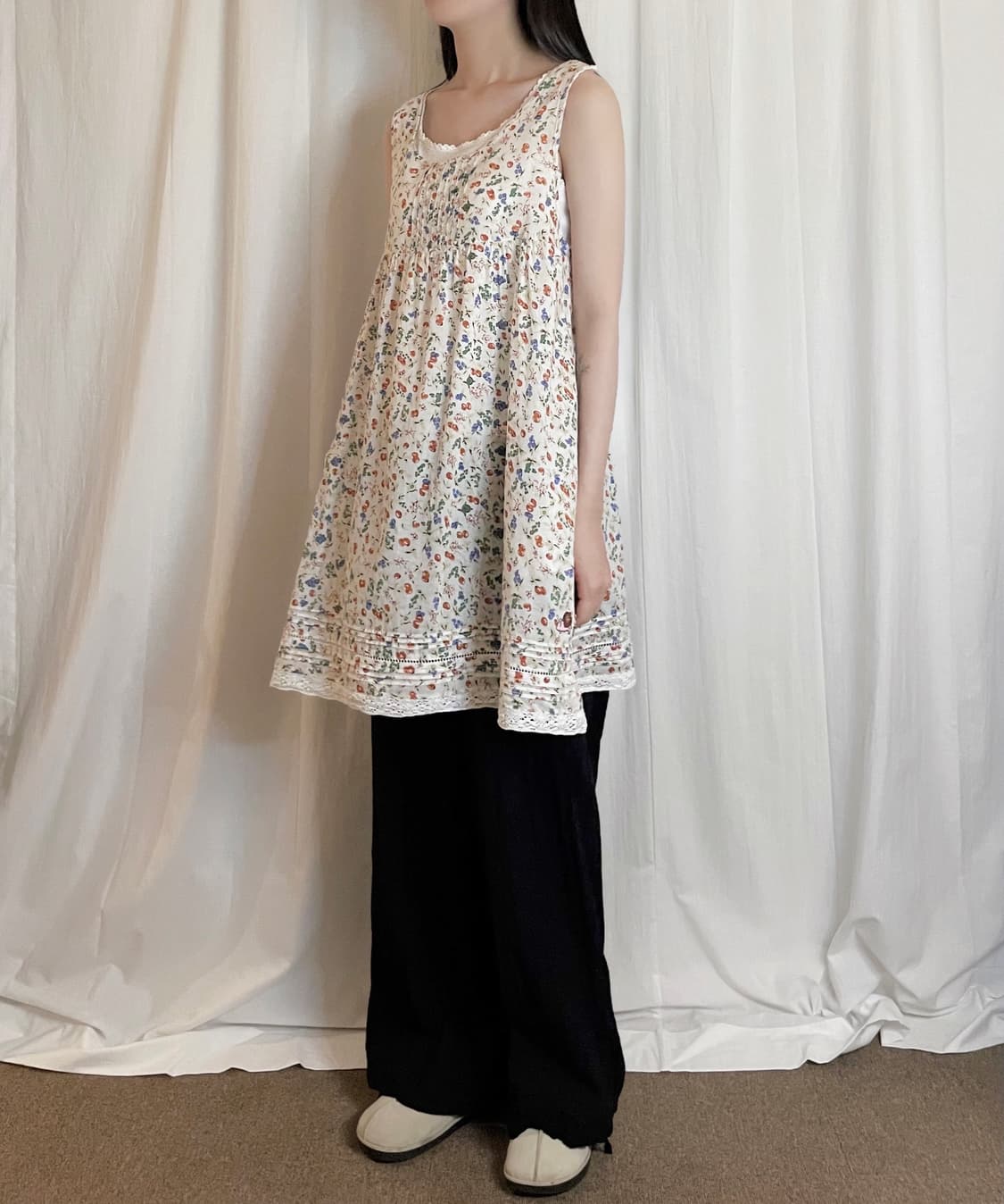 Floral Cotton Long Sleeveless - Ivory 상품이미지2