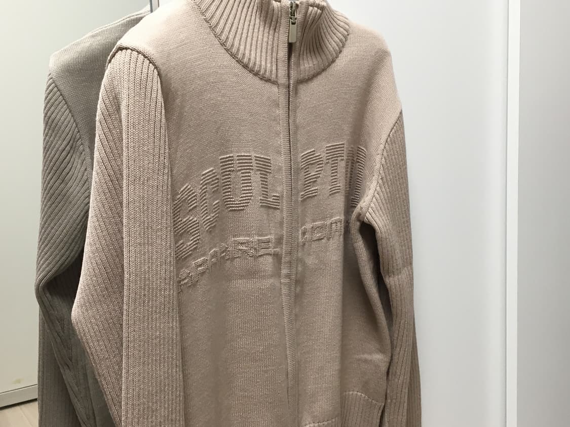 스컬프터 로고 니트 집업 더스티핑크 상품이미지3