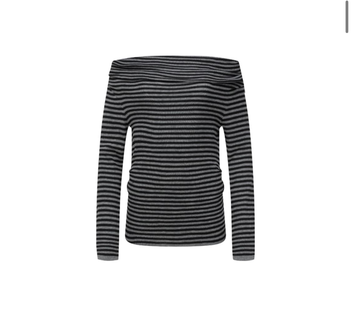 (FREE) 레더리 투웨이 오프숄더 스트라이프 니트 탑 [CHARCOAL 상품이미지8