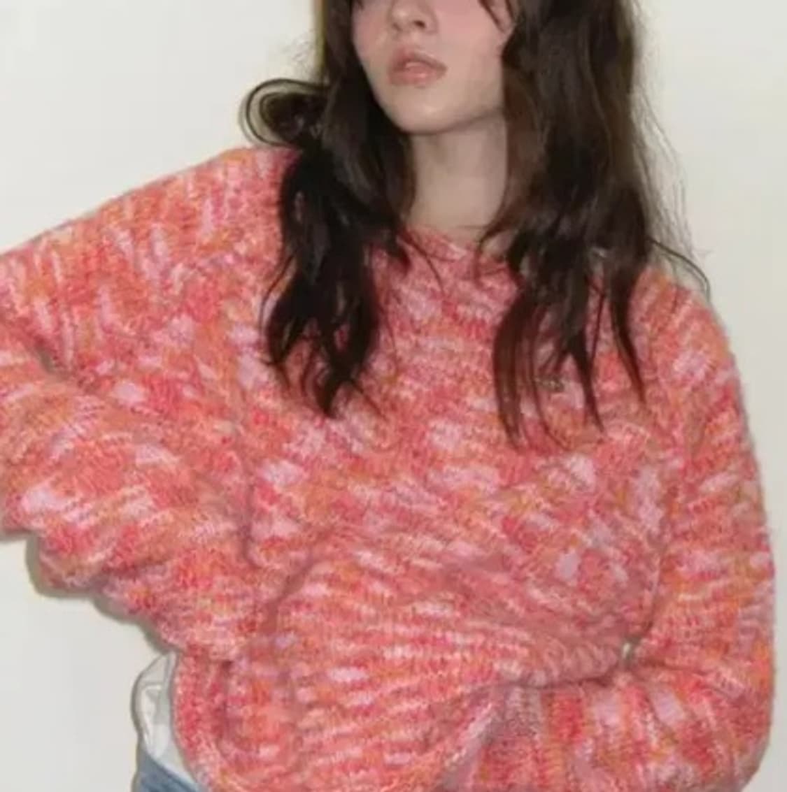 썸웨어버터 믹스 래글런 니트 레드  상품이미지1