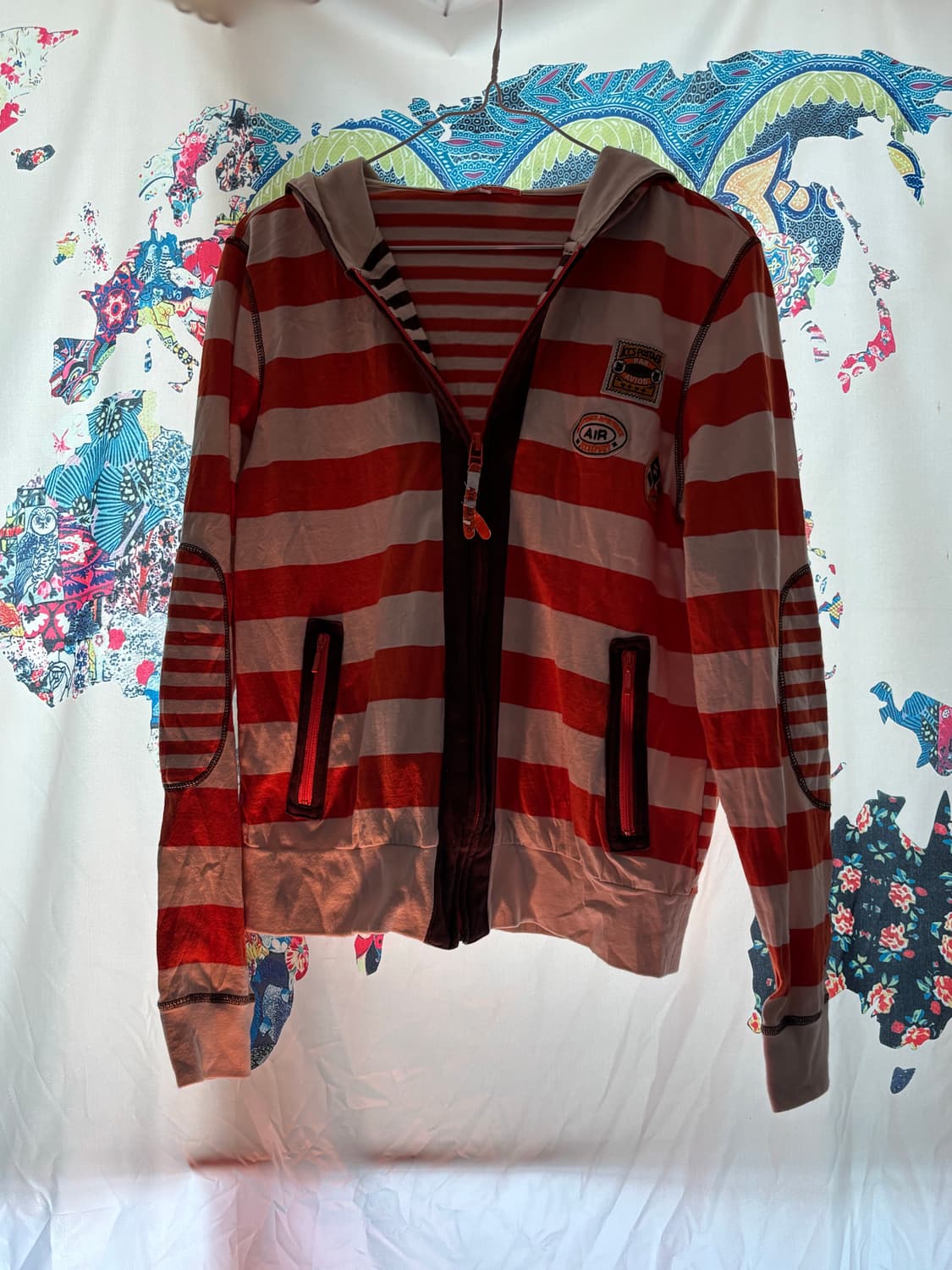 오렌지 스트라이프 빈티지 후드집업 핀터레스트 상품이미지2