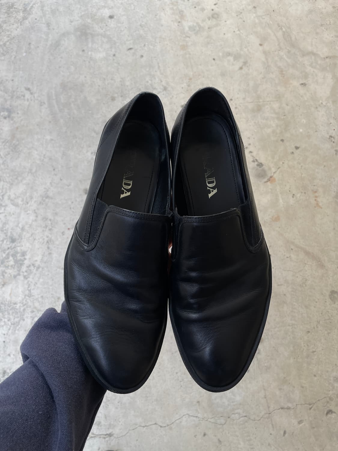 00s Prada All Black Laether Slip-on 상품이미지6