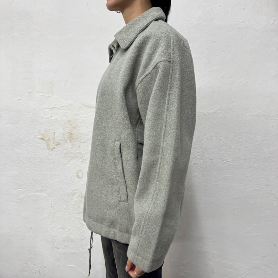 B:MING by BEAMS 그레이 스트랩 드로우코드 집업 블루종 자켓 상품이미지2