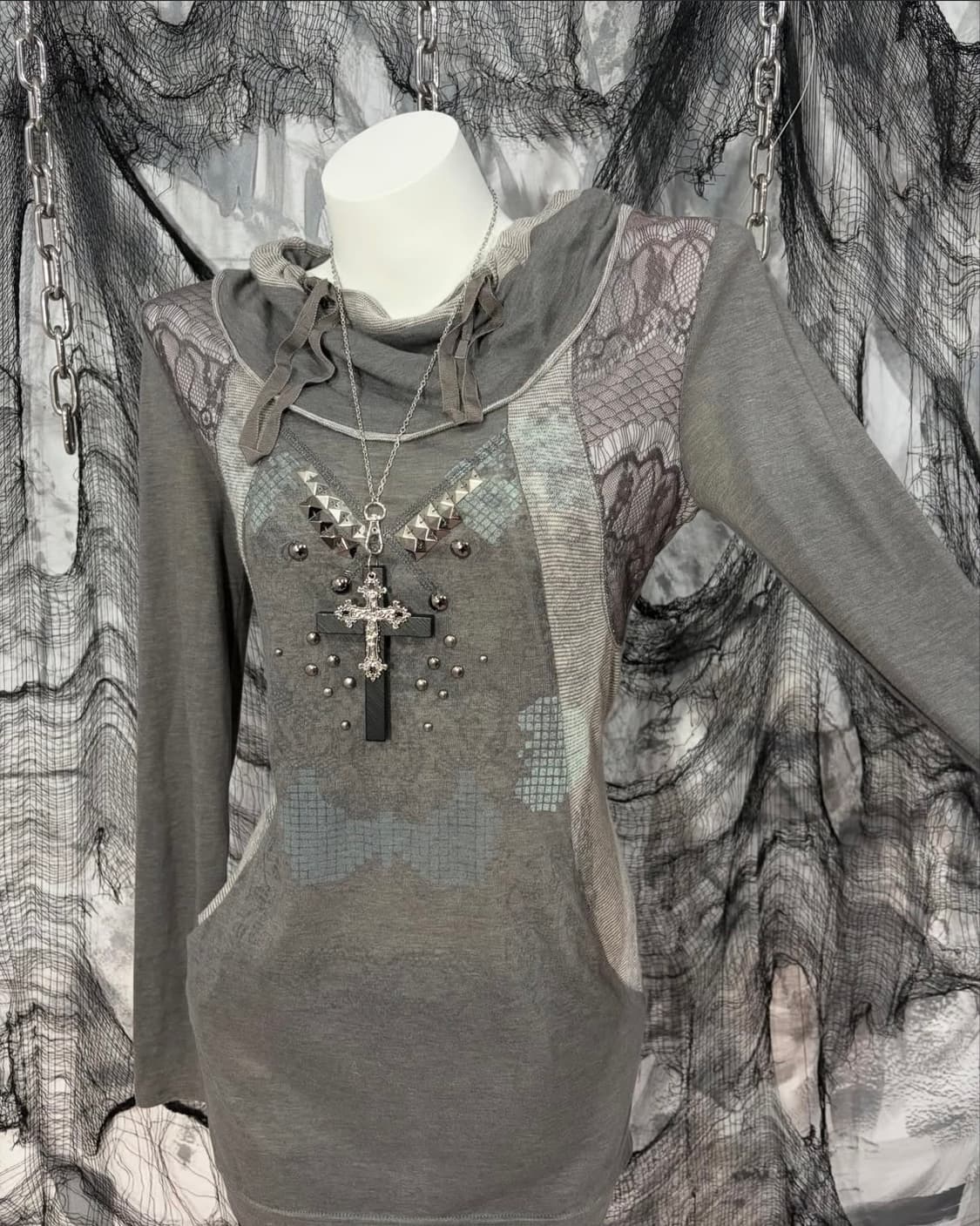 그런지 오리엔탈 시스루 탑 원피스 상품이미지6