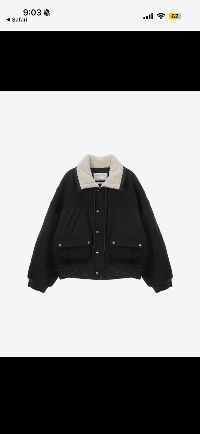 마뗑킴 KNIT MIXED FLIGHT JUMPER IN BLACK L 상품이미지1