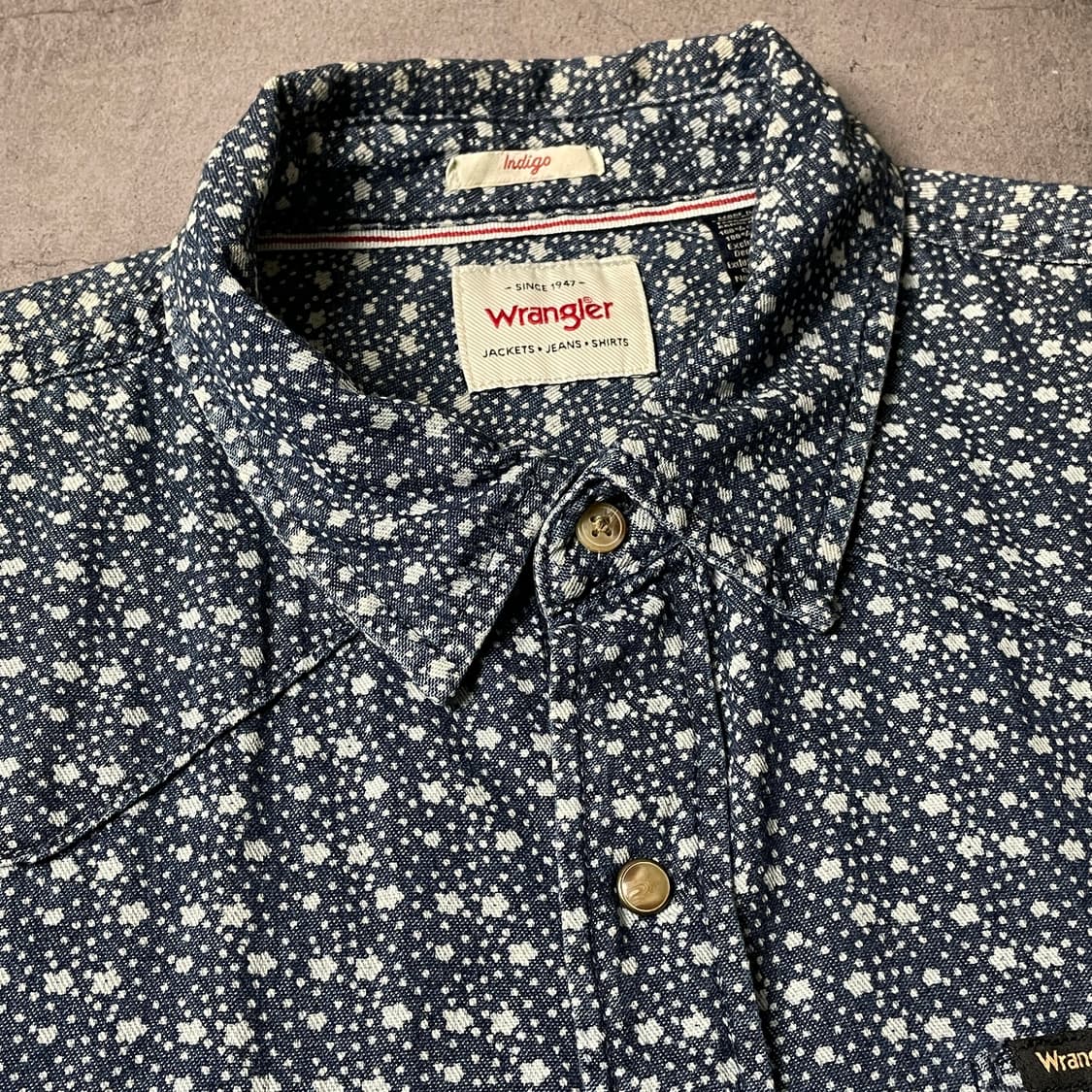 WRANGLER 랭글러 빈티지 네이비 도트 웨스턴 반팔 셔츠 A00776 상품이미지2