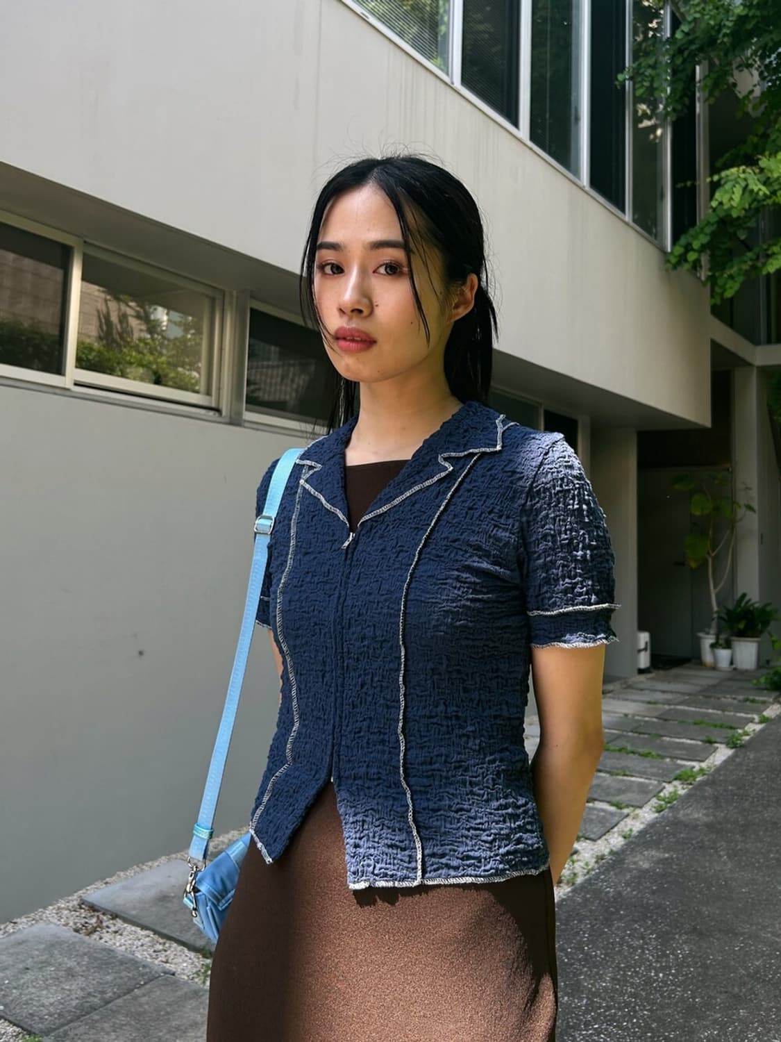 MOUSSY Bicolor Line Zip Blouse 상품이미지2