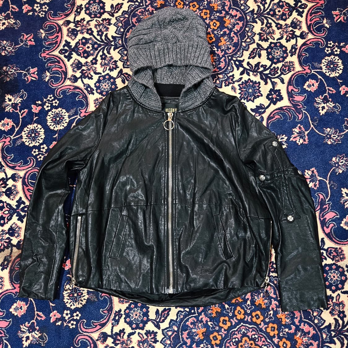 Vintage 가죽 패치 디테일 라이더 자켓 M 상품이미지2