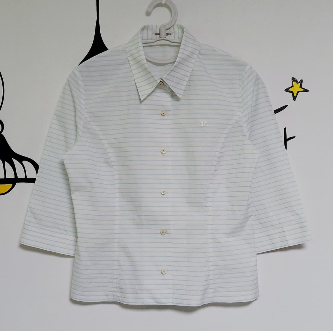 [정품] Courreges 9R 스카이블루 스트라이프 7부 셔츠 상품이미지3