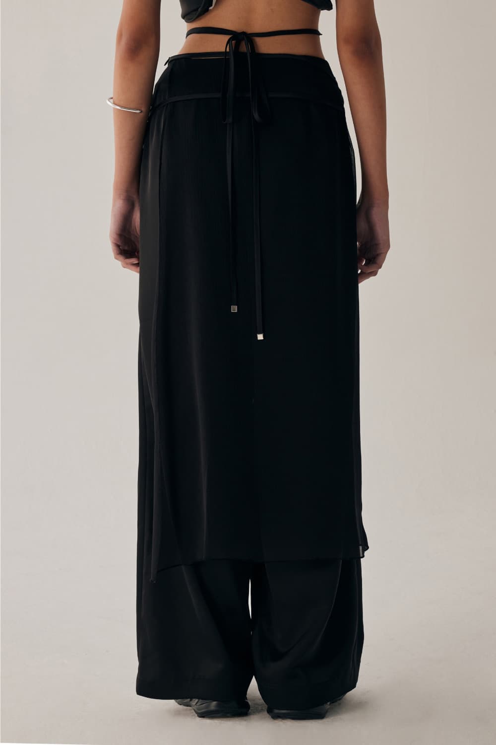 트리밍버드 시스루 스트랩 랩 팬츠 블랙 1사이즈 상품이미지2