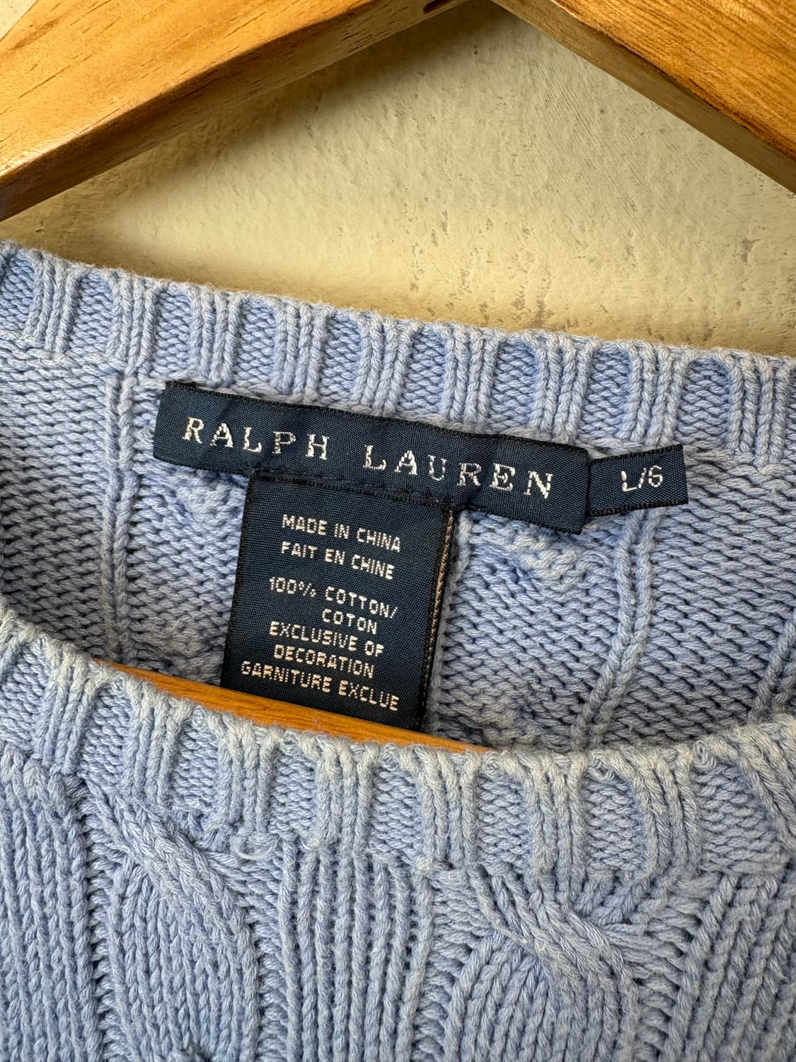 폴로랄프로렌 빈티지 하늘색 케이블 니트 상품이미지5