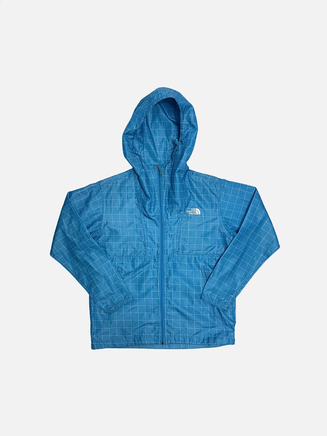 노스페이스 체크 경량 바람막이 하늘색 상품이미지1