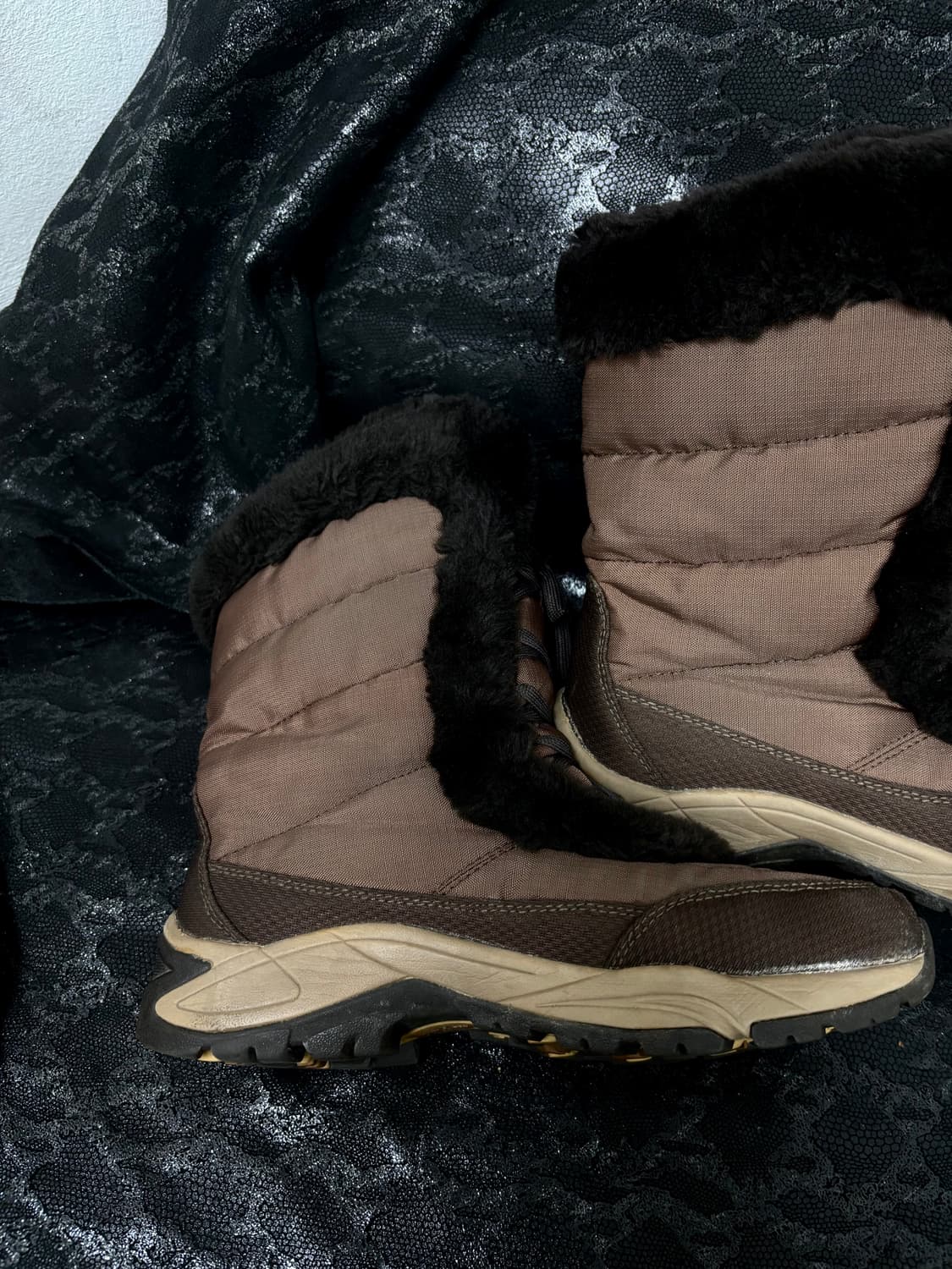 “Vintage” Y2K Mood Brown Fur Trimming Pa 상품이미지7