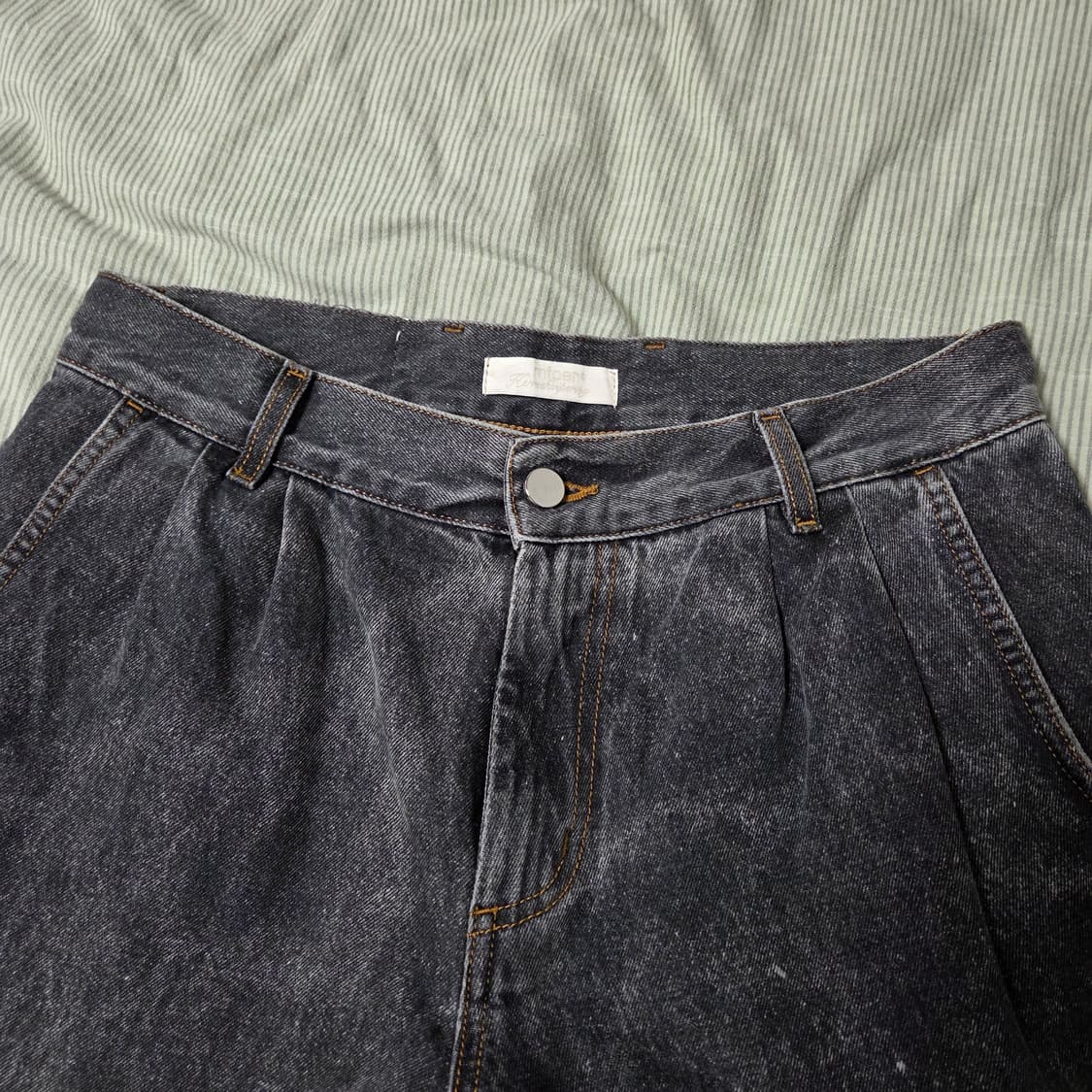 엠에프펜 MFPEN 빅 진 마블워시 S / 와이드 흑청바지 러프사이드 상품이미지3