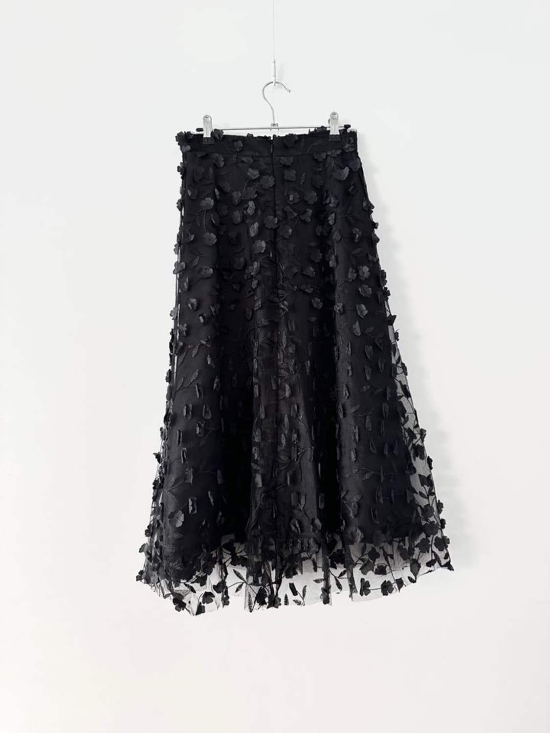 3D flower tulle skirt / black 상품이미지4