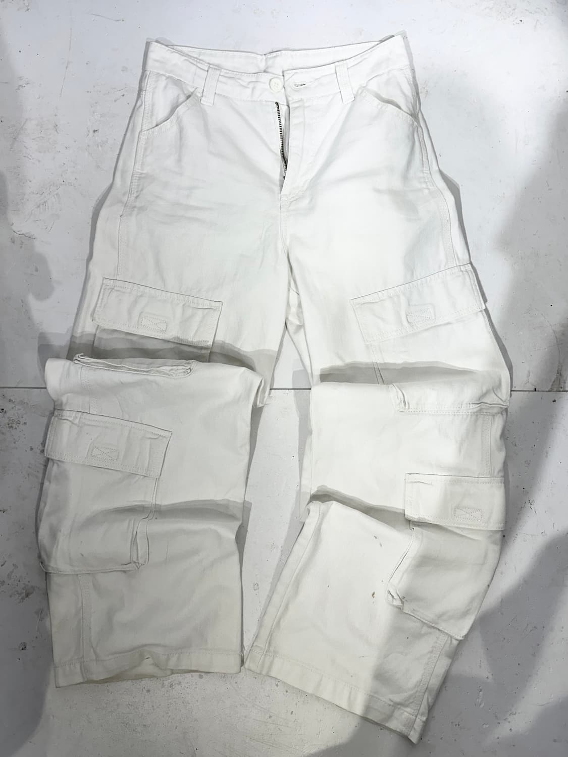 빈티지 화이트 와이드 데님 카고 팬츠  상품이미지4