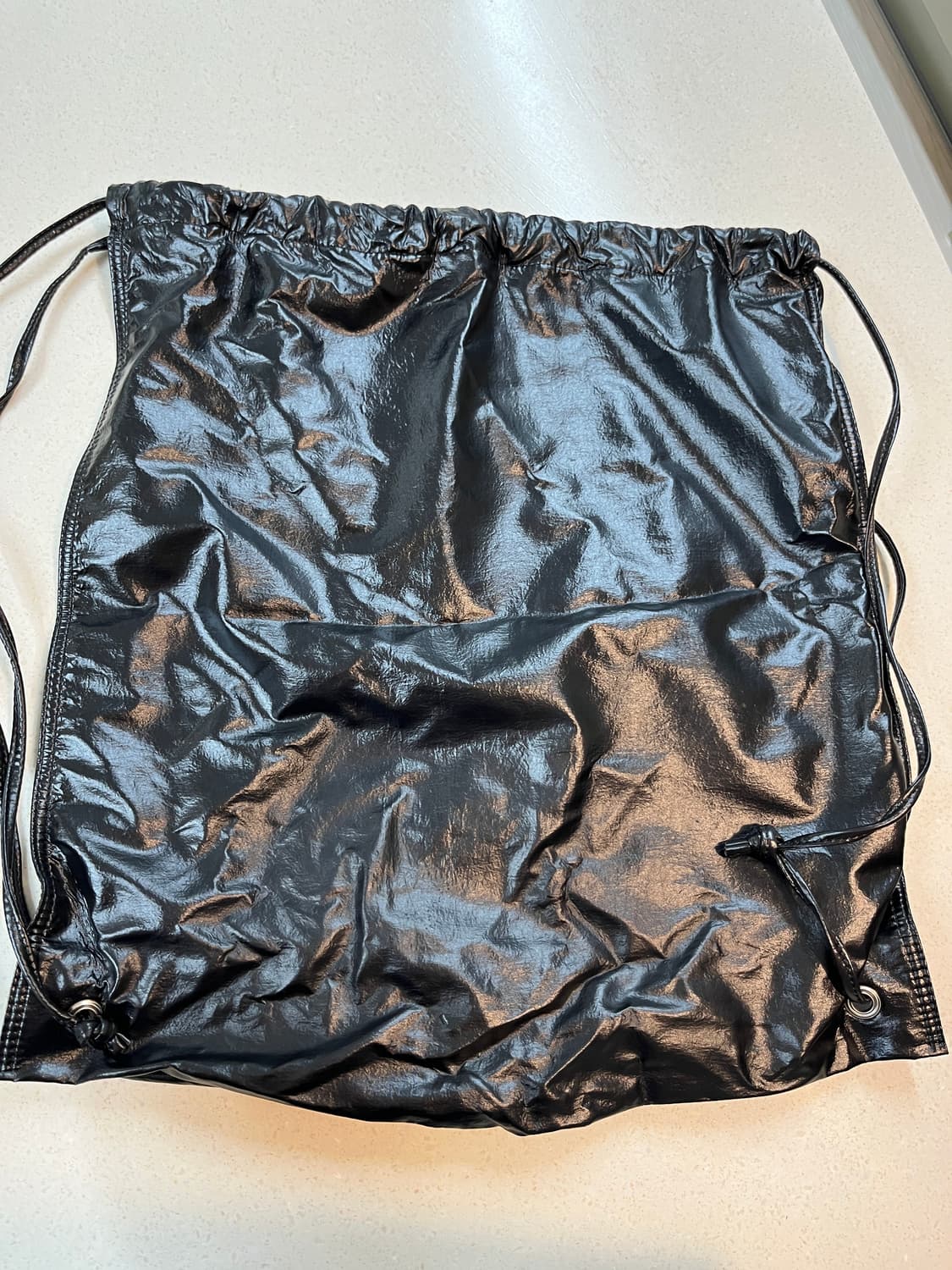 마뗑킴 스트링 코팅 백팩 블랙 상품이미지2