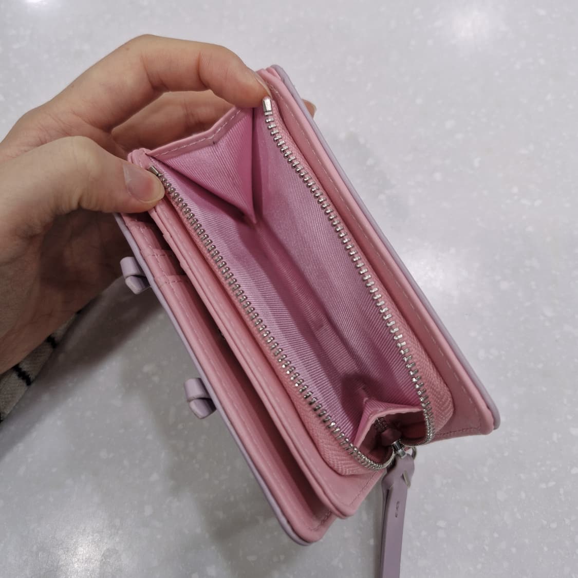 니코앤드 가죽 반지갑 리본 디테일 연보라 핑크 퍼플 상품이미지6