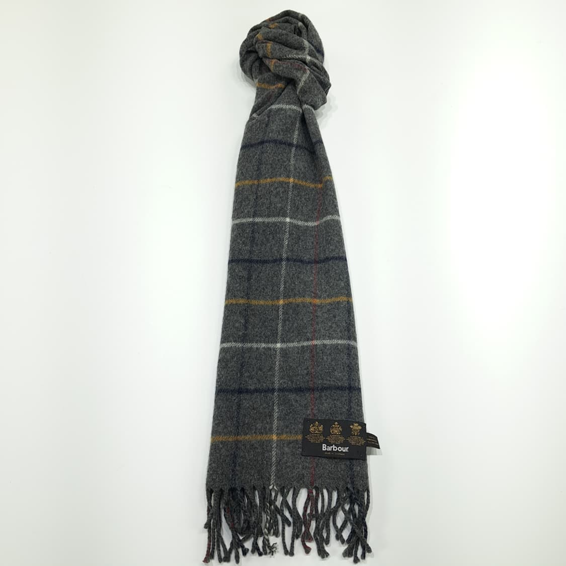 MX242 바버 그레이 윈도우페인 체크 램스울 목도리 머플러 상품이미지4