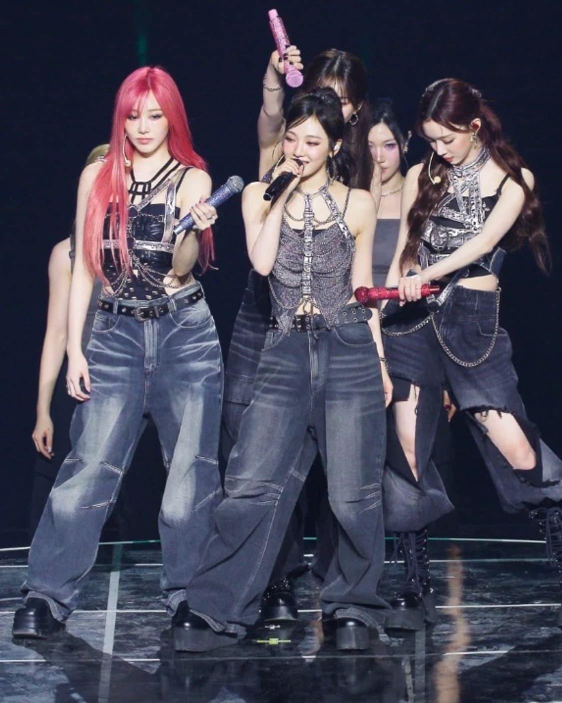 BLR 비엘알 엠보스드 웨이브 워싱 와이드 데님 팬츠 블루 L 상품이미지6