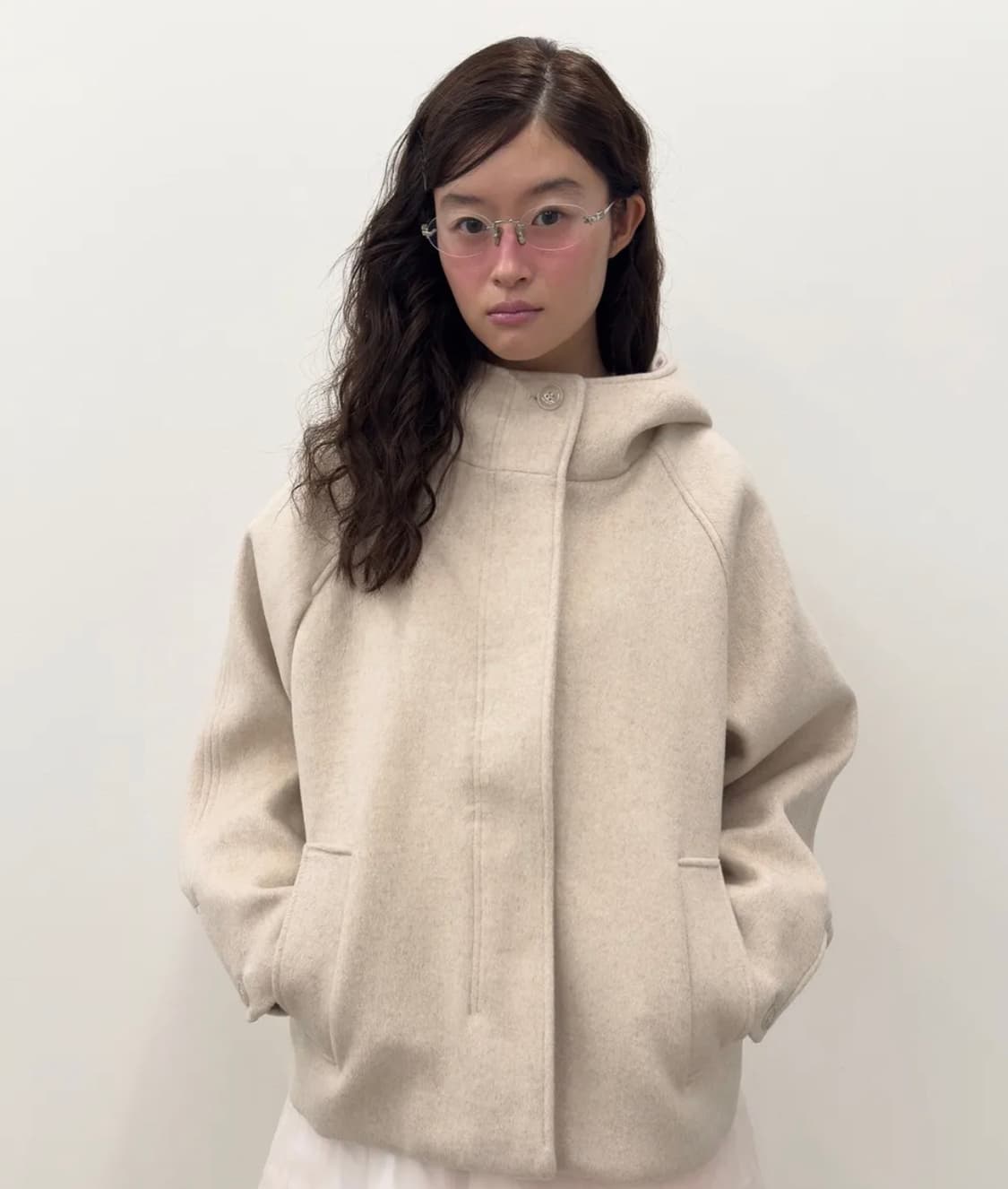 타입서비스 후디드 하프 코트 오트밀 Hooded Half Coat 상품이미지1