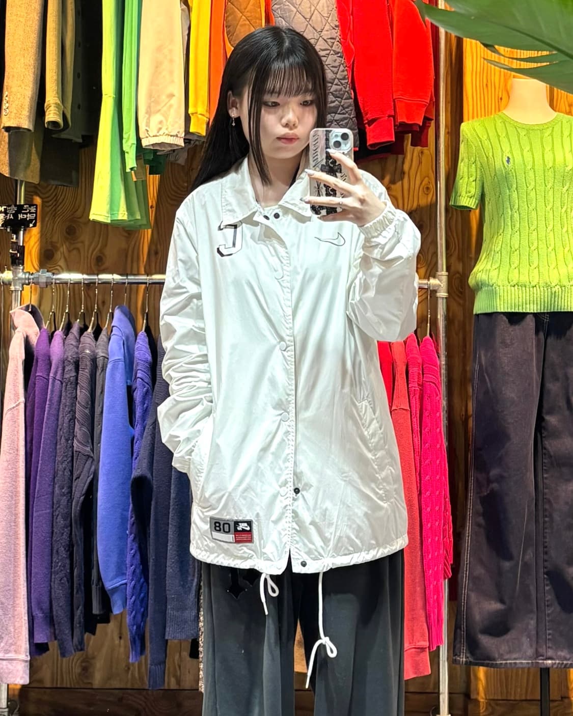 L 나이키 타이거 프린팅 화이트 나일론 코치 자켓 상품이미지1