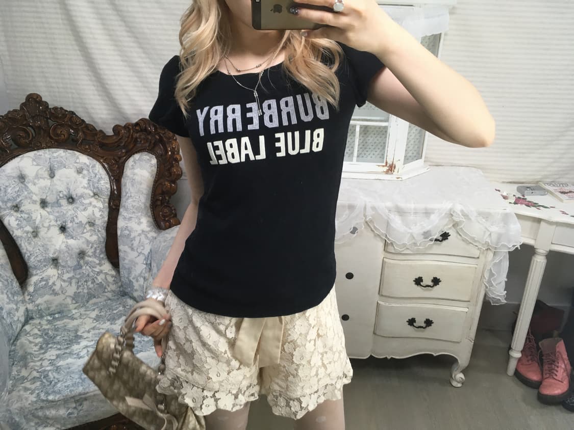 버버리 블루라벨 블랙 퍼프 반팔 상품이미지4