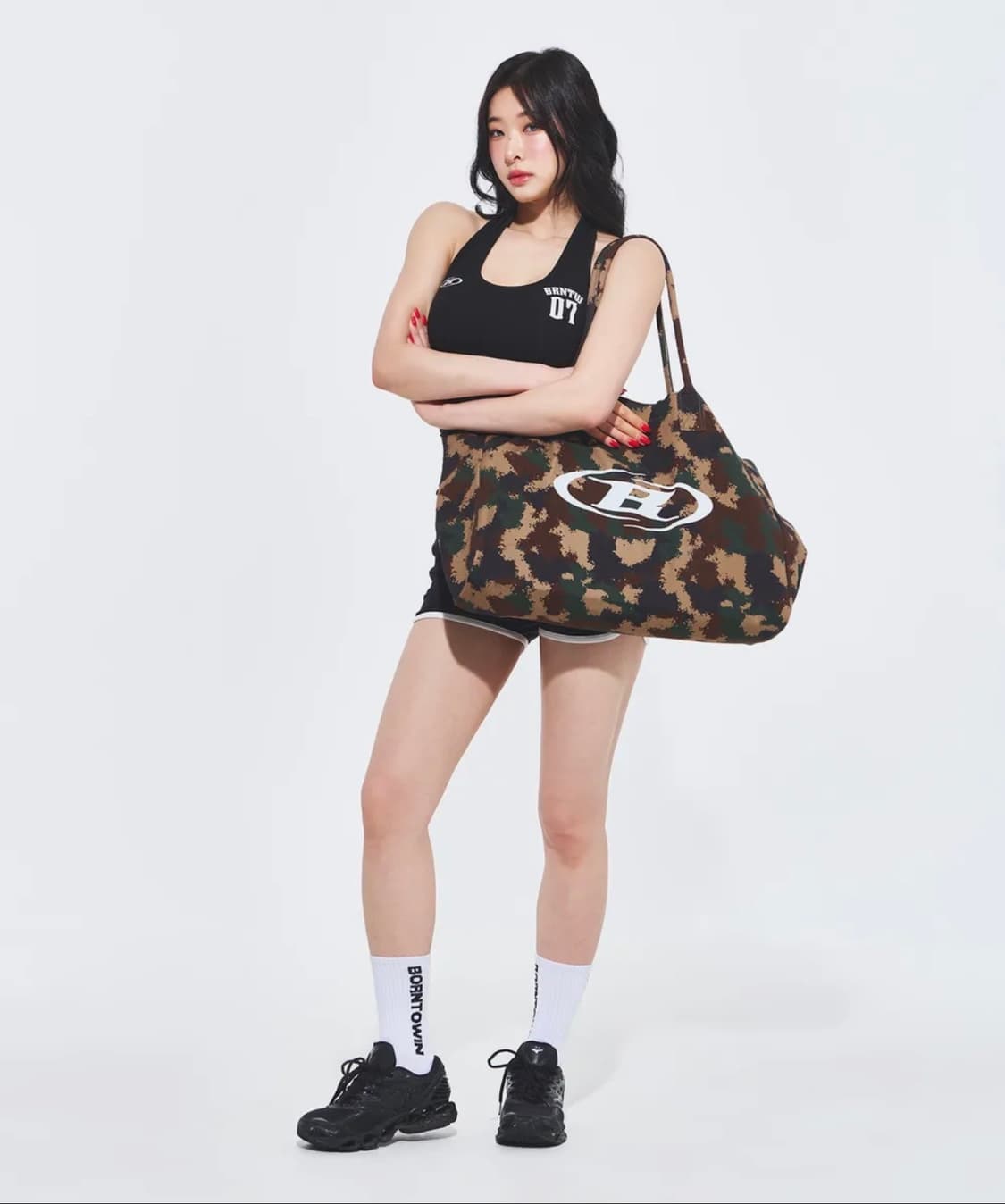 본투윈 심볼로고 카모패턴 빅 쇼퍼백 숄더백 가방 운동 헬스 여행 상품이미지2