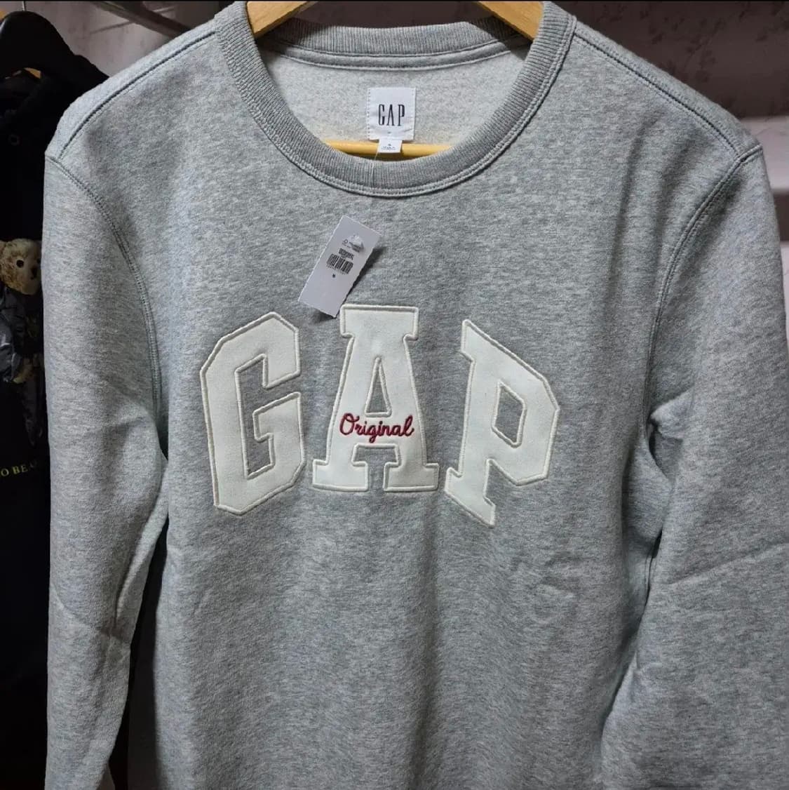 388 ) 새상품 기모 GAP 오리지널 맨투맨 라이트 헤더 그레이 s 상품이미지5