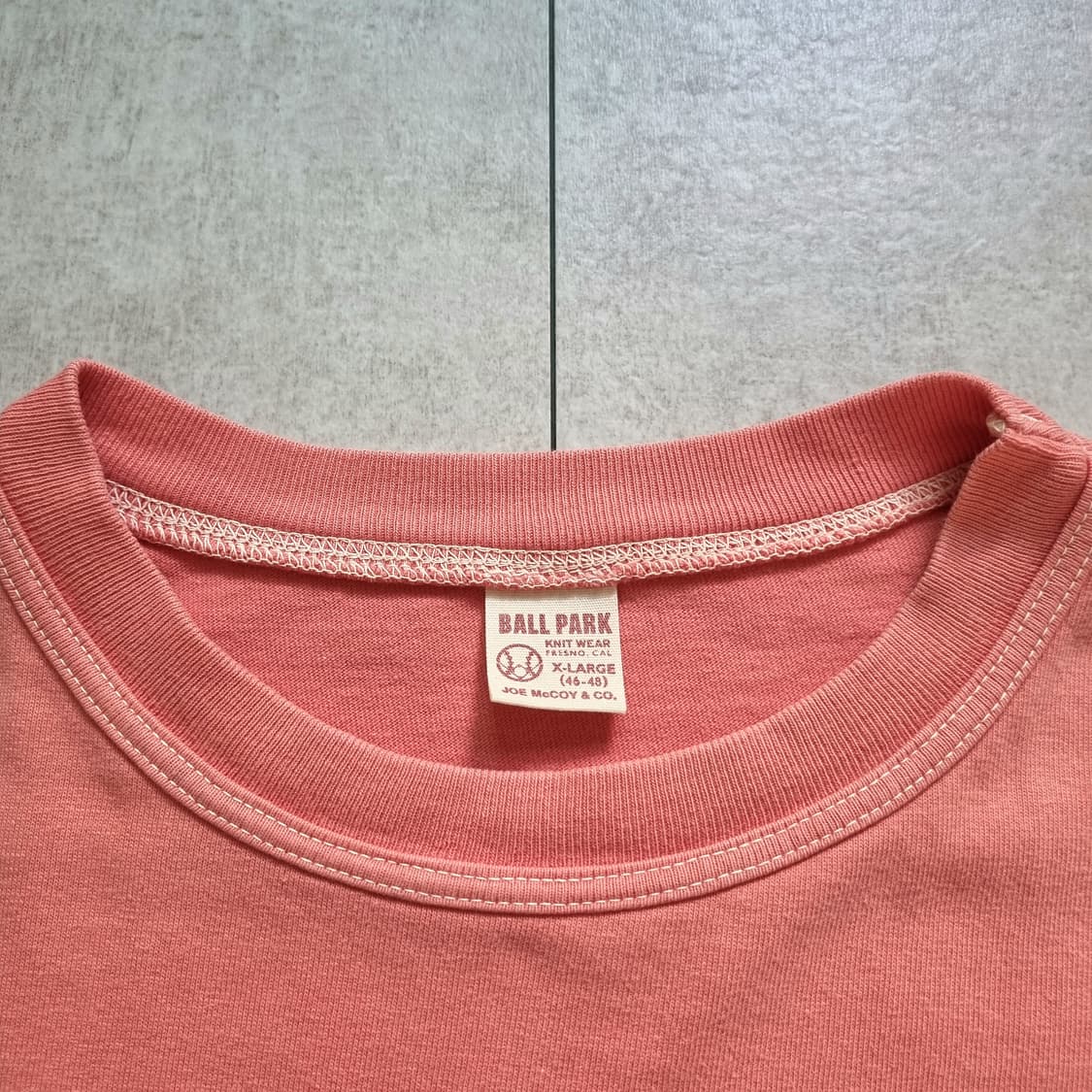 리얼맥코이 살몬핑크 무지 포켓 티셔츠 XL sz 상품이미지3